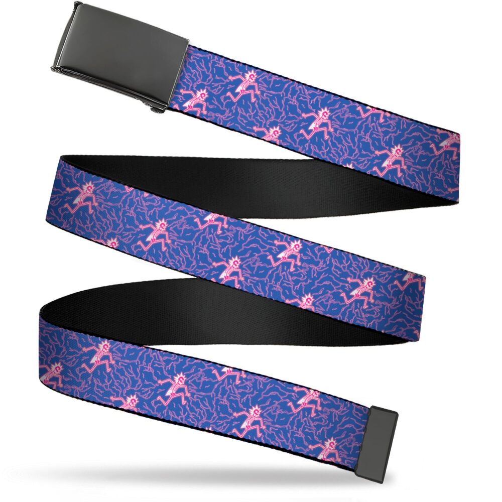 9990 Web Belt Blank Black Buckle - Rick and Morty Rick Electric Shock Pose